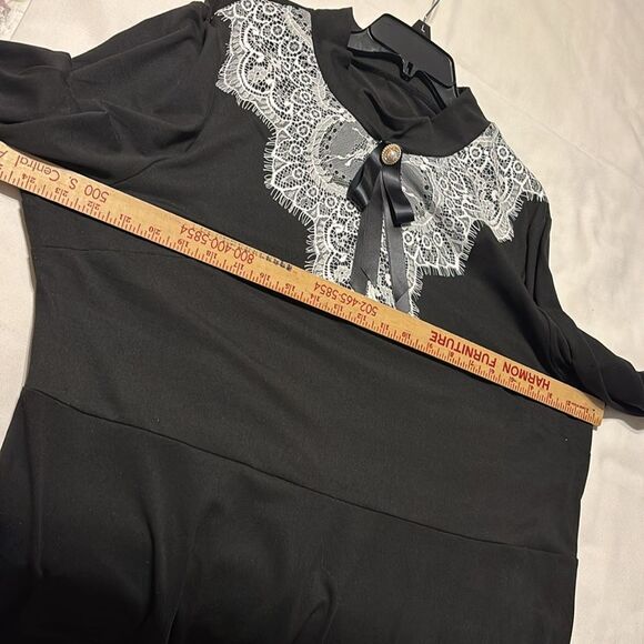 Victorian Gothic Black 3-tier Dress with Lace Details Size 4X - Picture 8 of 11